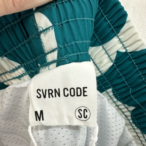 SC Sovereign SVRN Code Retro Teal Green Floral Print Swim Trunks Mens Size M - Picture 3 of 11